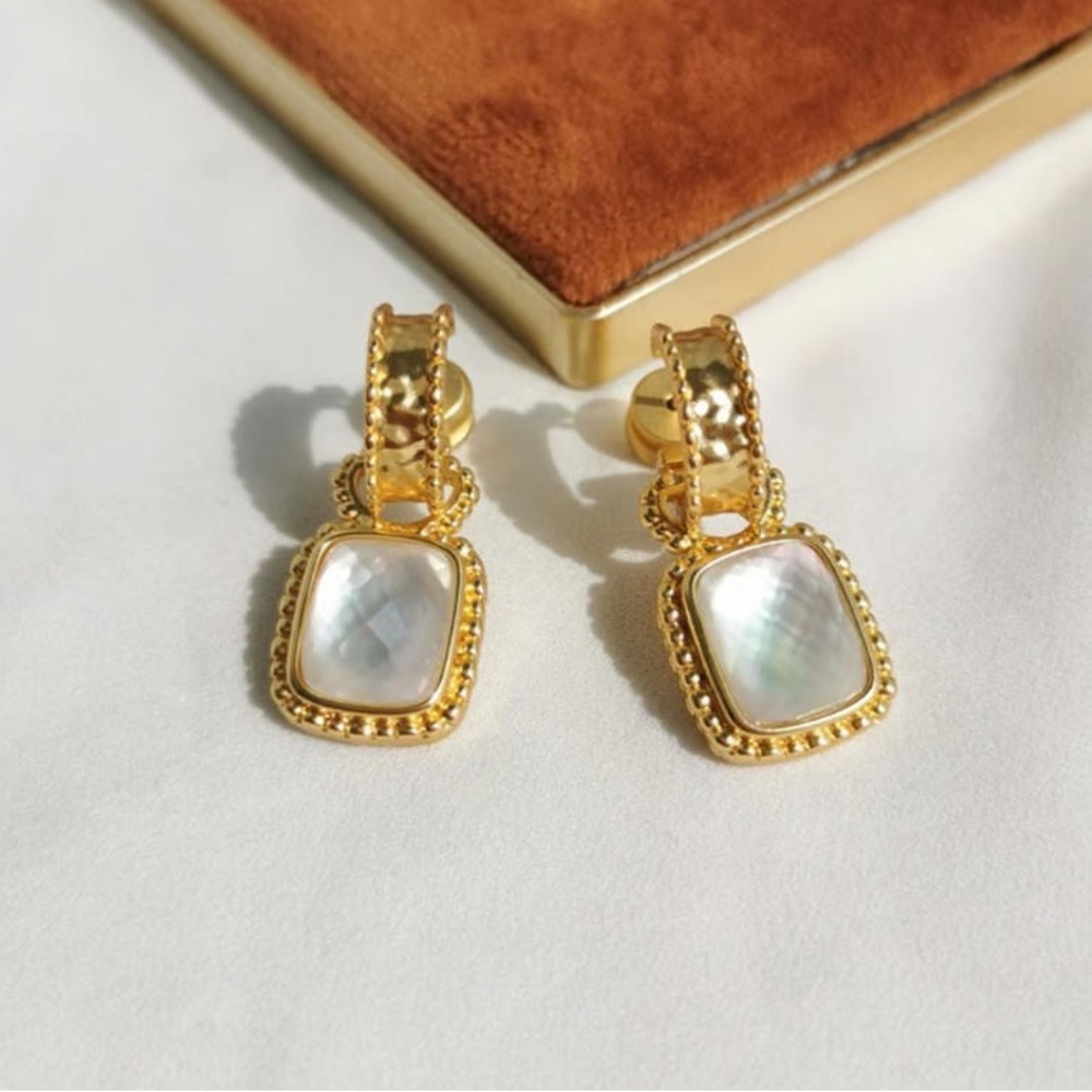 Julie Vos Gold and White Crystal Earrings